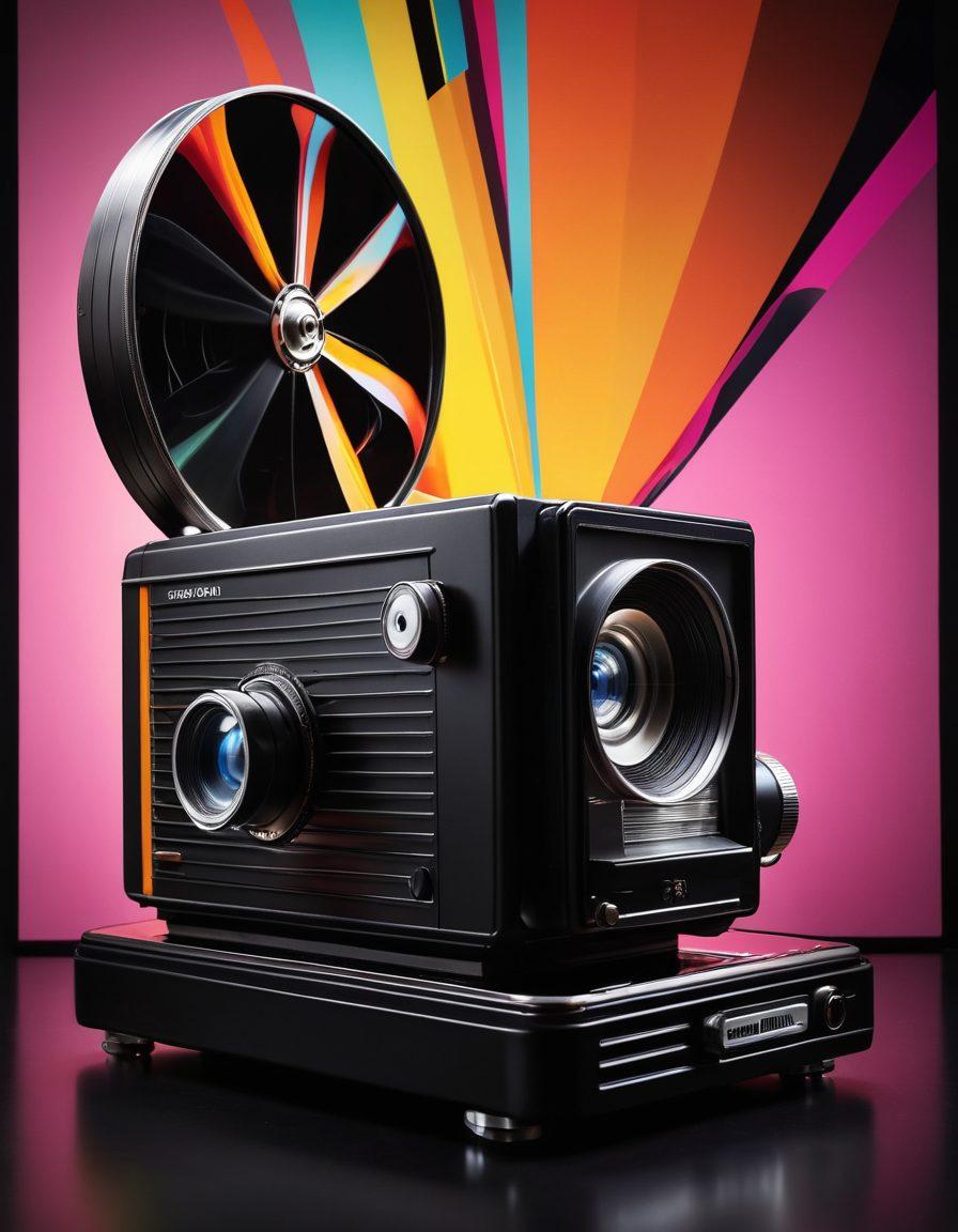 A visually striking split-image showcasing a vintage film projector on one side and a modern streaming device on the other. In between, depict a timeline that transitions from classic black and white scenes to vibrant, dynamic digital visuals. Include subtle elements representing the evolution of adult content, like retro film reels morphing into tablets and smartphones. Add a backdrop of colorful abstract patterns symbolizing technology and change. surrealism. vibrant colors. high contrast.
